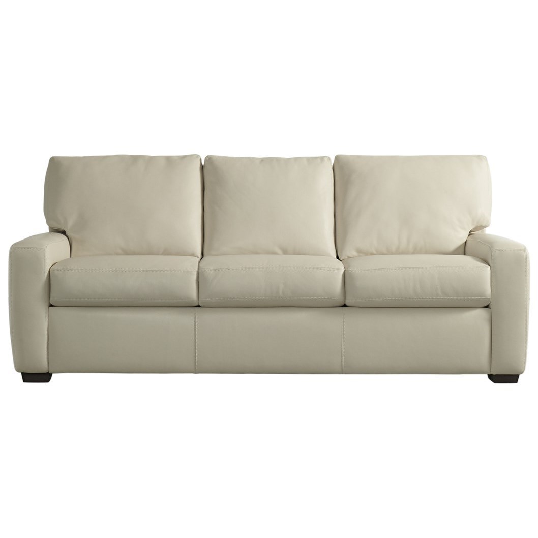 American Leather Carson Contemporary Leather Sofa with Wood Feet